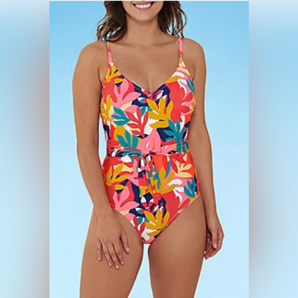 Mynah Artistic Blooms Womens Exotic One Piece Swimsuit Medium. New w tag - Picture 1 of 9